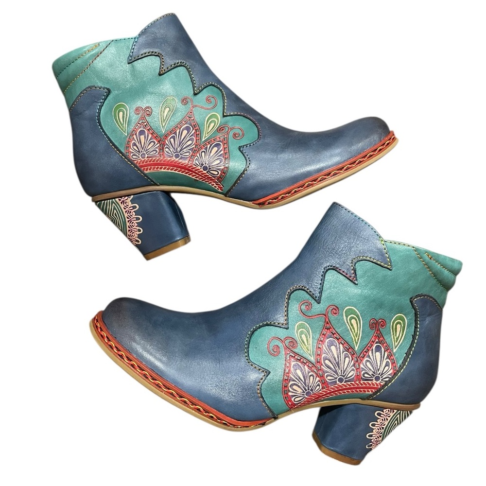 Spring step L'ARTISTE ZAHIMI BLUE BOOTS SZ 39 8.5  NEW - Picture 6 of 6
